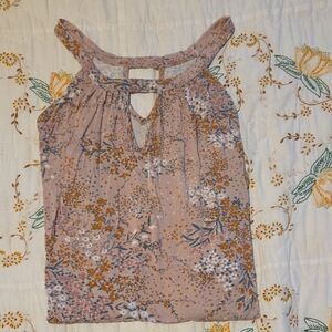 Market & Spruce Floral Keyhole Blouse - Soft Pink